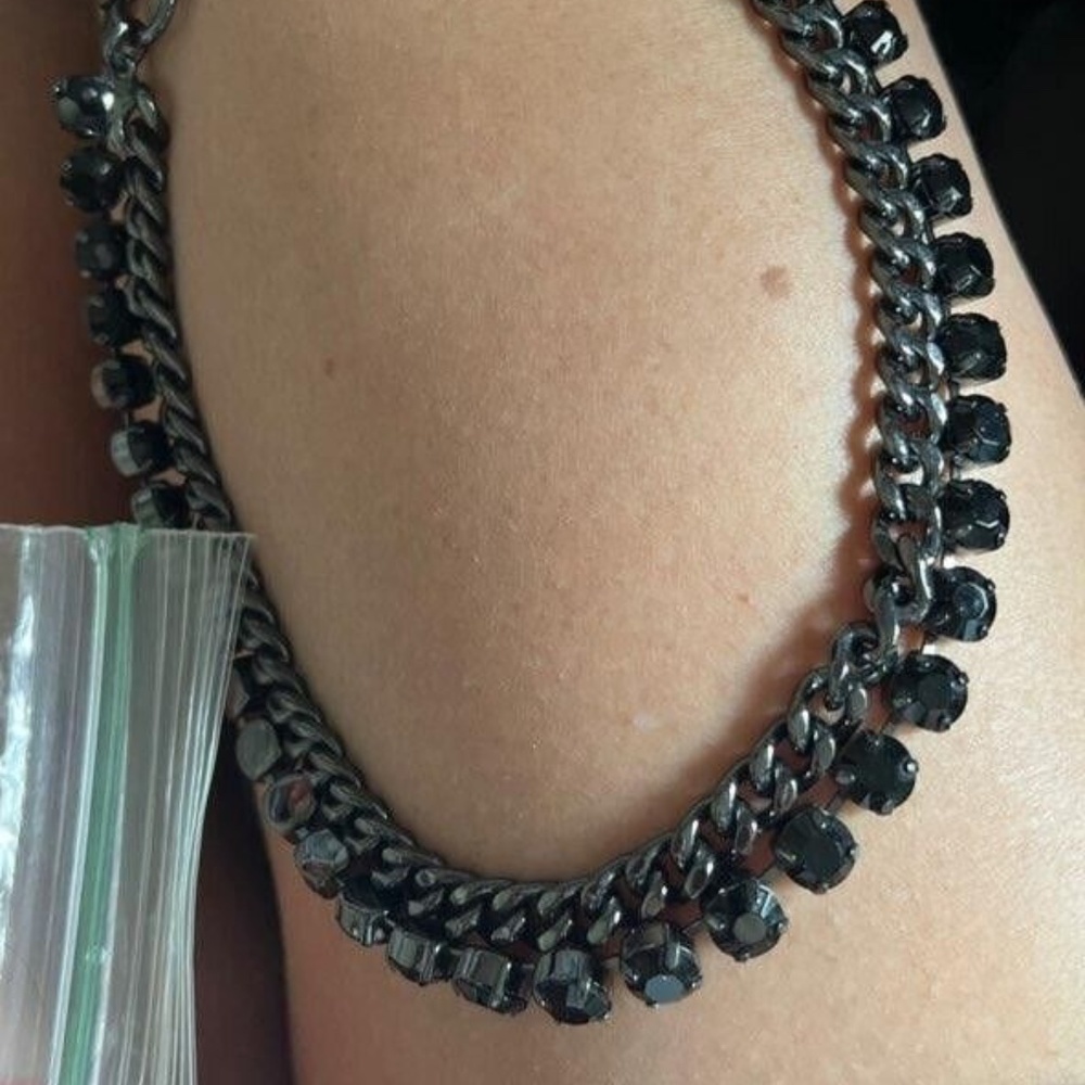 Vintage Coach Gunmetal Black Crystal Necklace